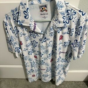 Reyn Spooner White and Blue Floral Braves Men's Shirt